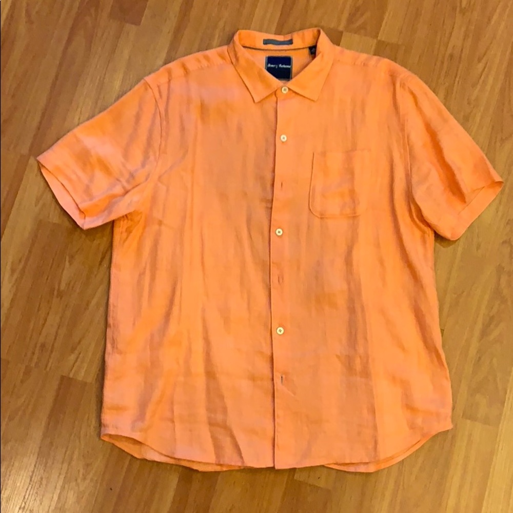 100% linen single pocket button down shirt